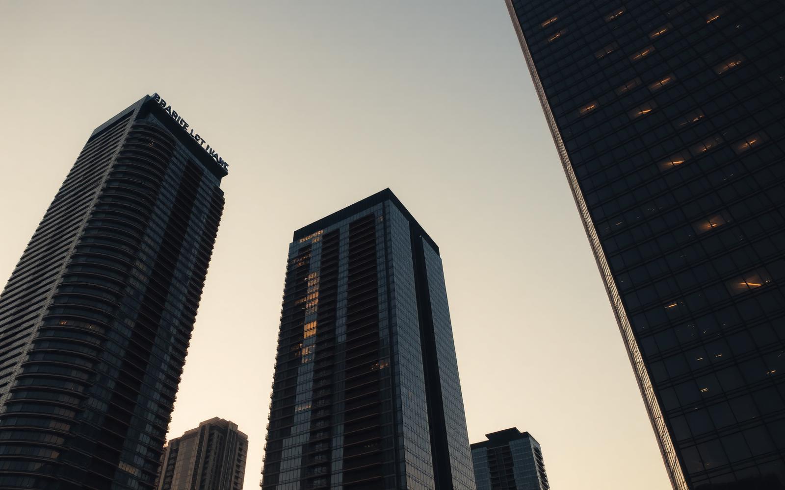 Commercial towers at golden hour